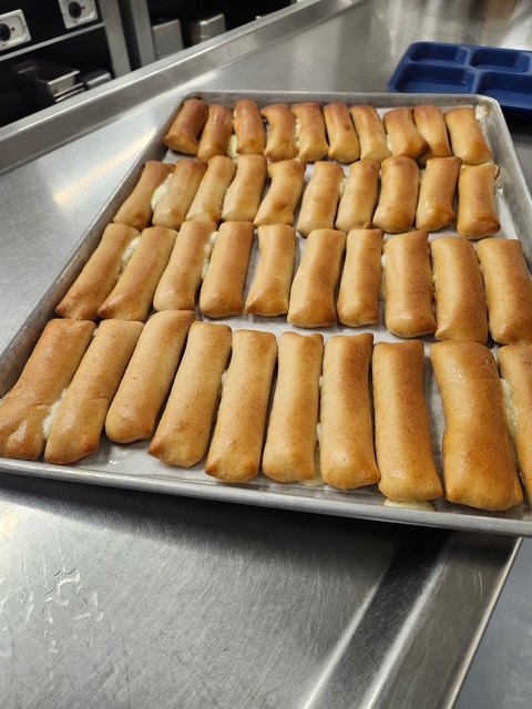 Cheese filled breadsticks today!